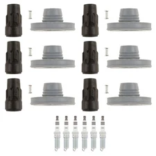 NGK 6 Ruthenium HX H. I. Spark Plugs & Denso Coil Boots Kit for Explorer F-150