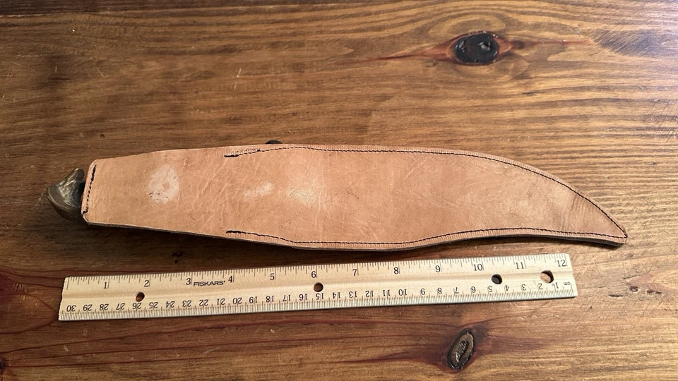 Cuchillo Cabeza de Serpiente de Latón Cancún México Años 90 De Colección con Estuche de Cuero Grabado Detallado Foto 2 de 4