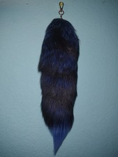 Dyed blue silver fox Fur tail Bag Charm Accessory with lobster clasp