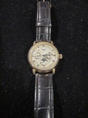 Men's Stauer Moon Phase Automatic Chronograph Texture Dial Stainless 38mm Watch