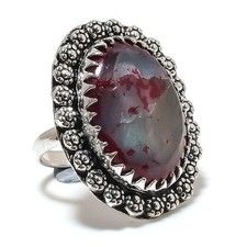 925 Sterling Silver Red Labradorite Gemstone Handmade Jewelry Ring Size 9 f806