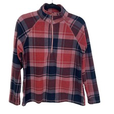 Eddie Bauer Plaid Fleece 1/4 Zip Pullover Medium