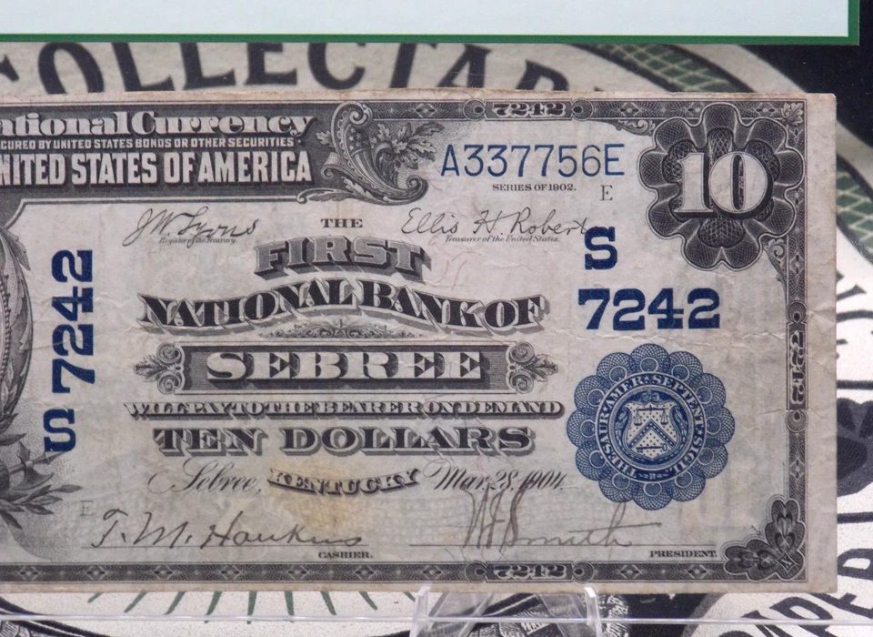 1902 $10 National Bank Note *SEBREE* KY Fr#624 PCGS VF30 CH#7242 Plain Back - Image 3 of 4