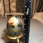 Vtg Brass Cloisonne Enamel Handpainted Egg And Brass Tri-Stand Trinket Box India — photo 4
