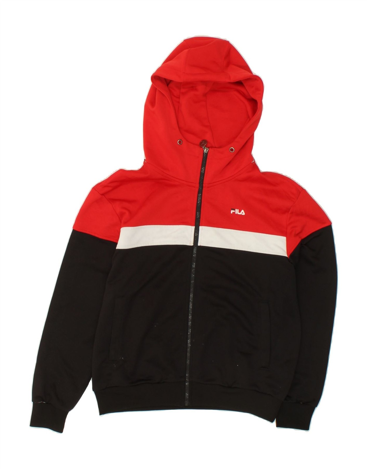 Felpa donna FILA con cappuccio zip UK 10 piccola nera colorblock poliestere GG12