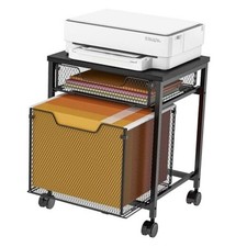 Rolling File Cabinet Cart, Printer Stand with 3-Tier-Normal Desktop Black