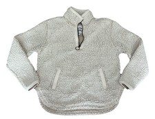 14-16 Cuddly Sherpa Girls quarter-zip pullover in oatmeal or cream color Kids