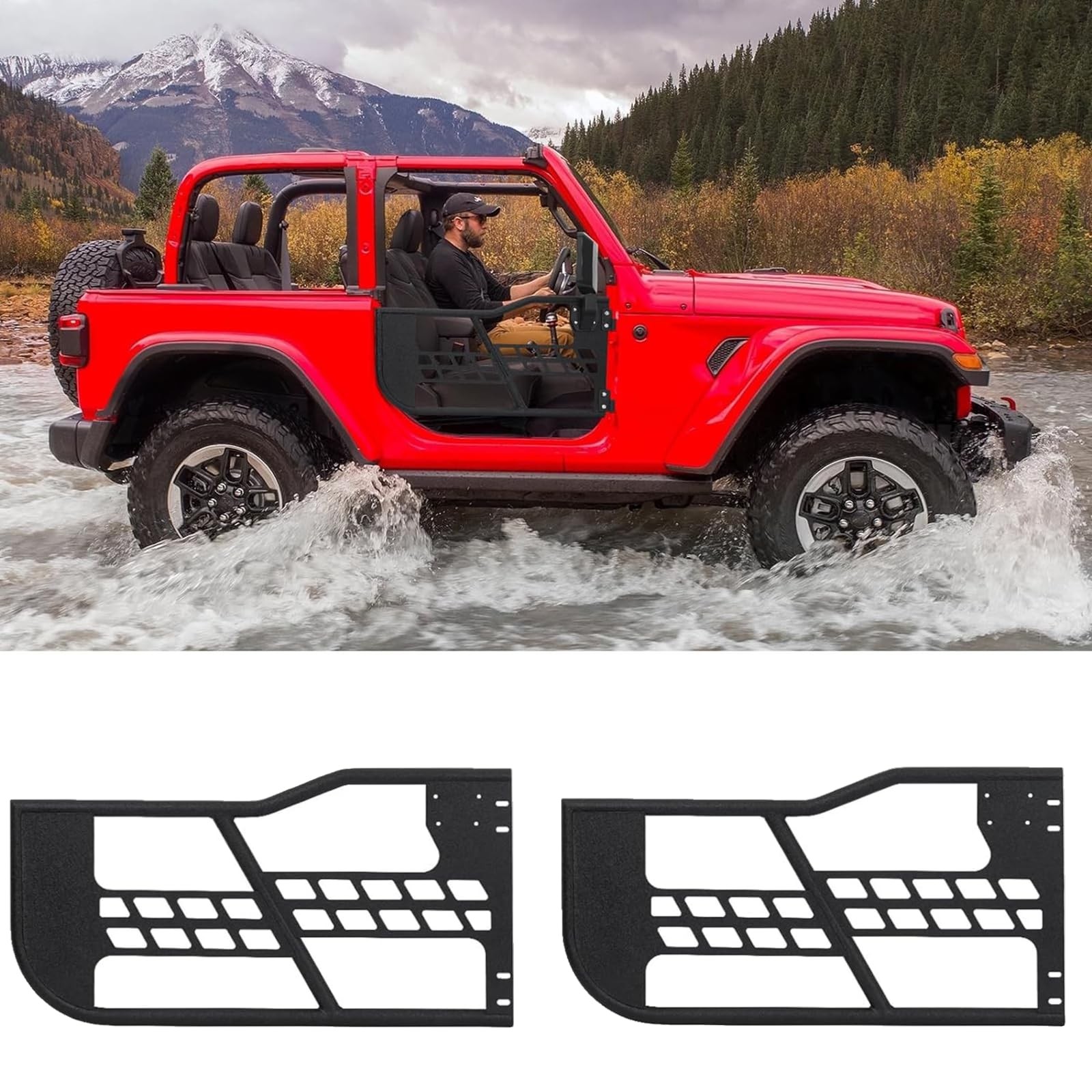 2 PC Off Road Tubular Trail Doors for Jeep Wrangler TJ 1997-2006 Tube Half Doors