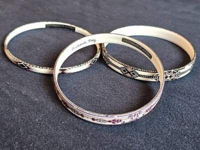Vtg Michaela Frey FreyWille enamel bangle bracelets handmade in Austria SET OF 3