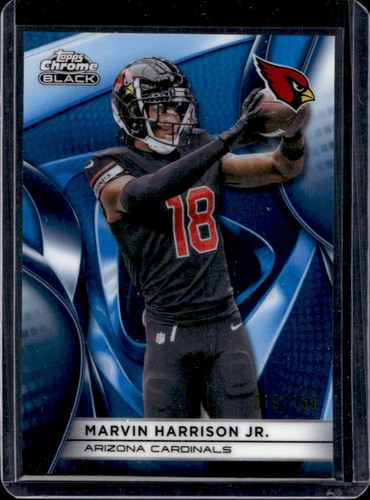 2025 Topps Chrome Black Marvin Harrison Jr. Blue Refractor #/150 Cardinals