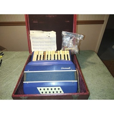 Crucianelli Blue Children's Accordion Italy Case 1950s Broken Keys