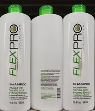 3 Pack- FLEX PRO Shampoo for Damaged Hair Vanilla & Honey Extract 16.9 Oz (Each)