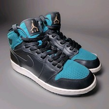 Nike Air Jordan 1 Mid GS "Rio Teal" Size 6Y 332148 011 Retro Gold Jumpman