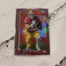 2025 Topps Chrome Football Christian McCaffrey Leather Football Refractor #263 