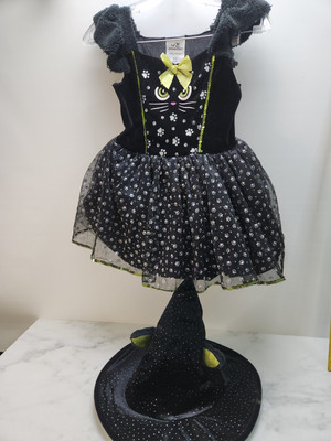 Witchy Kitty Girls Child Halloween Costume Dress Up Cosplay Size Medium D4