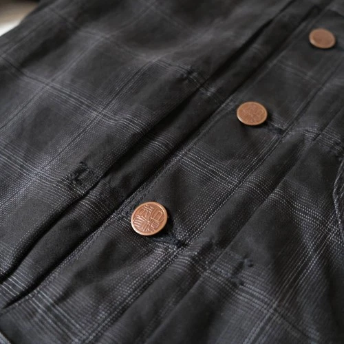 EVISU YAMANE 1ST Type Shadow Check Tracker Jacket Size 38 M Black Made in Japan image 6