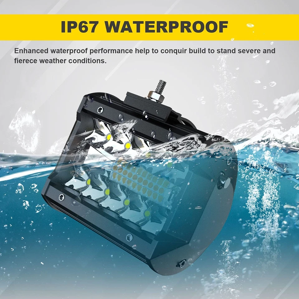 4x 4 pulgadas ámbar LED luz de trabajo luz estroboscópica luces antiniebla inversas para ATV UTV SUV Foto 4 de 4