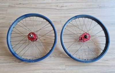 BMX Oldschool Laufräder ACS Z-Rim / Shimano HF / DT Swiss 1983 original blau/rot