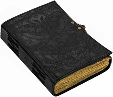 Blank Spell Book of Shadows Journal with Lock Clasp Vintage Handmade Leather Lun