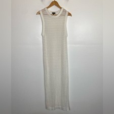 Express Linen Cotton Blend Crochet Maxi Dress L White Sleeveless Beach Coverup
