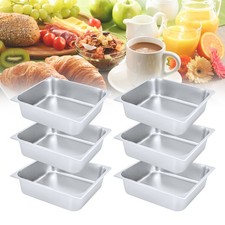6pcs 4" Deep 2/3 Size 201 Stainless Steel Steam Table Pans For Hotel Food Buffet