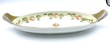 R.S. Plato de Porcelana Alemania Dos Asas Floral Borde Dorado Plato de Servir Vintage