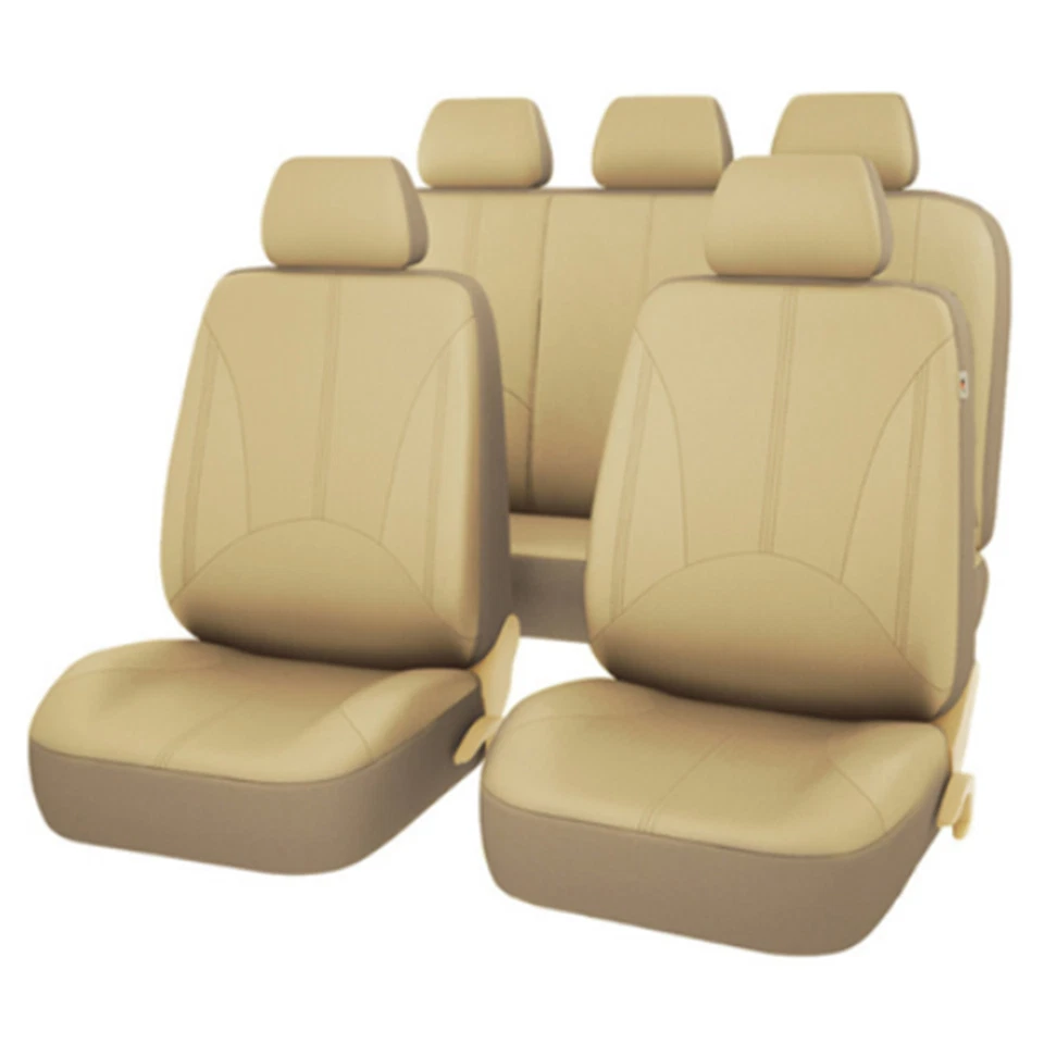 Car Seat Cover 5-Seats PU Protector Front Rear Full Set Leather Auto Accessories - Image 4 of 4