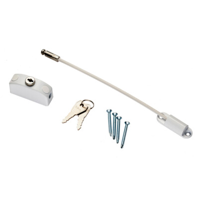 Abschließbare Kabel Fenster & Tür Beschränker Schlüssel inklusive 215 mm weiß PVC