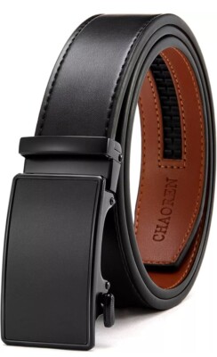 Chaoren Leather Ratchet Dress Belt 3/8 with Automatic Slide Belt