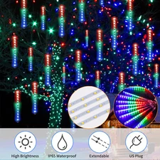 192/288 LED Solar Lights Meteor Shower Rain Tree String Light Garden Xmas Party
