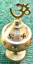 NEW BRASS DIYA WITH SWASTIK DESIGN RELIGIOUS PUJA GIFT ITEM FROM BANARAS