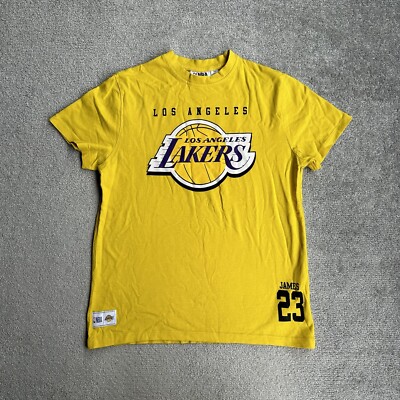 NBA LA LAKERS Herren T-Shirt Kurzarm Gr. XS LEBRON JAMES Nr. 23 Logo A22517 Gelb