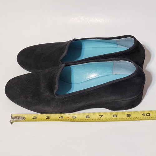 Thierry Rabotin Ziggy Velvet Suede Wedge Black Slip On Loafers Shoes Wms 41EU - Picture 14 of 24