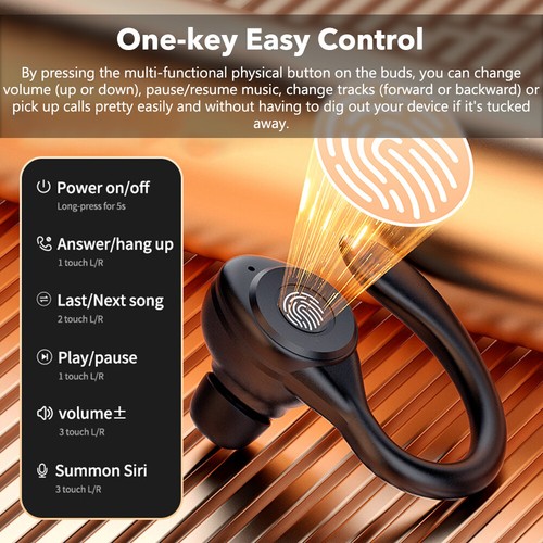 Sweatproof Wireless Bluetooth Earphones Headphones Sport Gym Earbuds with Mic - Picture 11 of 13