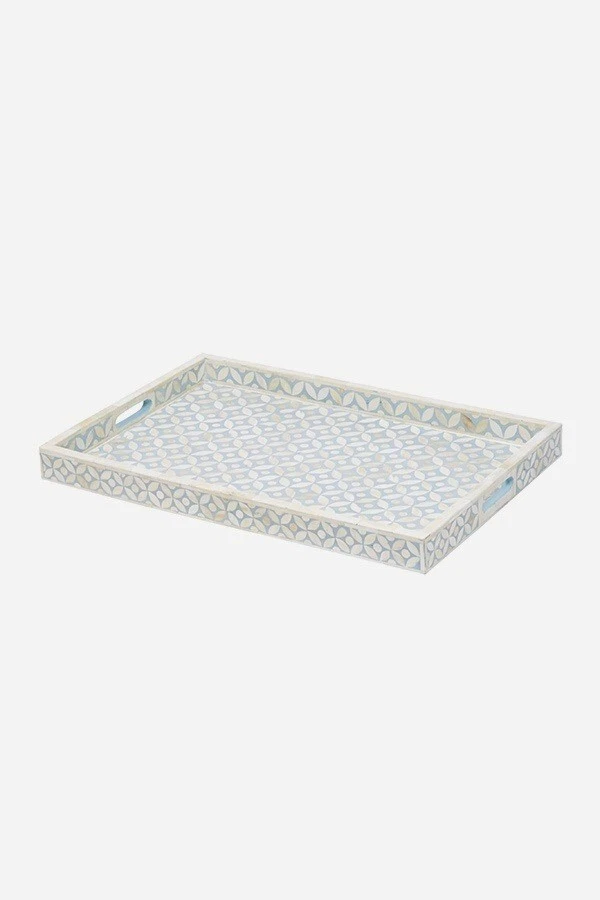 Bone Inlay Geometric Star Design Tray in Blue Grey Color - Image 2 of 3
