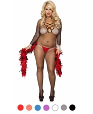 Brand New Plus Size Cross Front Bodystocking Music Legs 1209Q