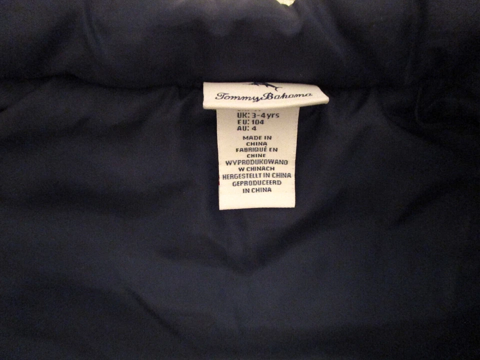 Tommy Bahama Chaleco Acolchado Cremallera Completa Azul Marino Niños 4T Excelente Estado Foto 2 de 2