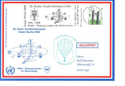 20. Kieler Sonderballonpost  Aufstieg Ballon D-Osee  Kieler Woche 2000
