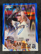 2023 Topps Chrome BLUE RAY WAVE REFRACTOR ROOKIE AUTO Bryce Johnson 071/150