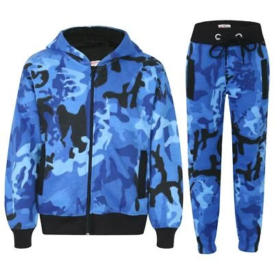 A2Z 4 KIDS® Kinder Trainingsanzug Jungen Mädchen Blau Camouflage Jogginganzug Oberteil Unterteil 5-13 Jahre