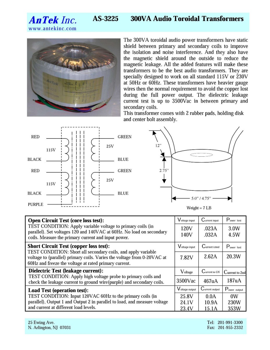 AS-3225 - 300VA 25V 6A + 25V 6A (25V-0-25V) Toroid Power