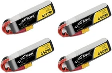 4X Tattu 450mAh 7.4V 75C 2S LiPo Battery XT30 - Long Size For BETAFPV 2S Whoop