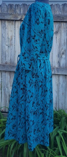 Cue Fashions Belted Dress Puff Sleeve Three Button Shoulder Vintage - Picture 8 of 11