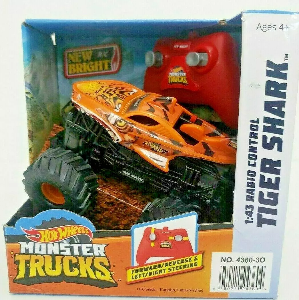 Hot Wheels Monster Trucks 1 43 Radio Control Tiger Shark Orange