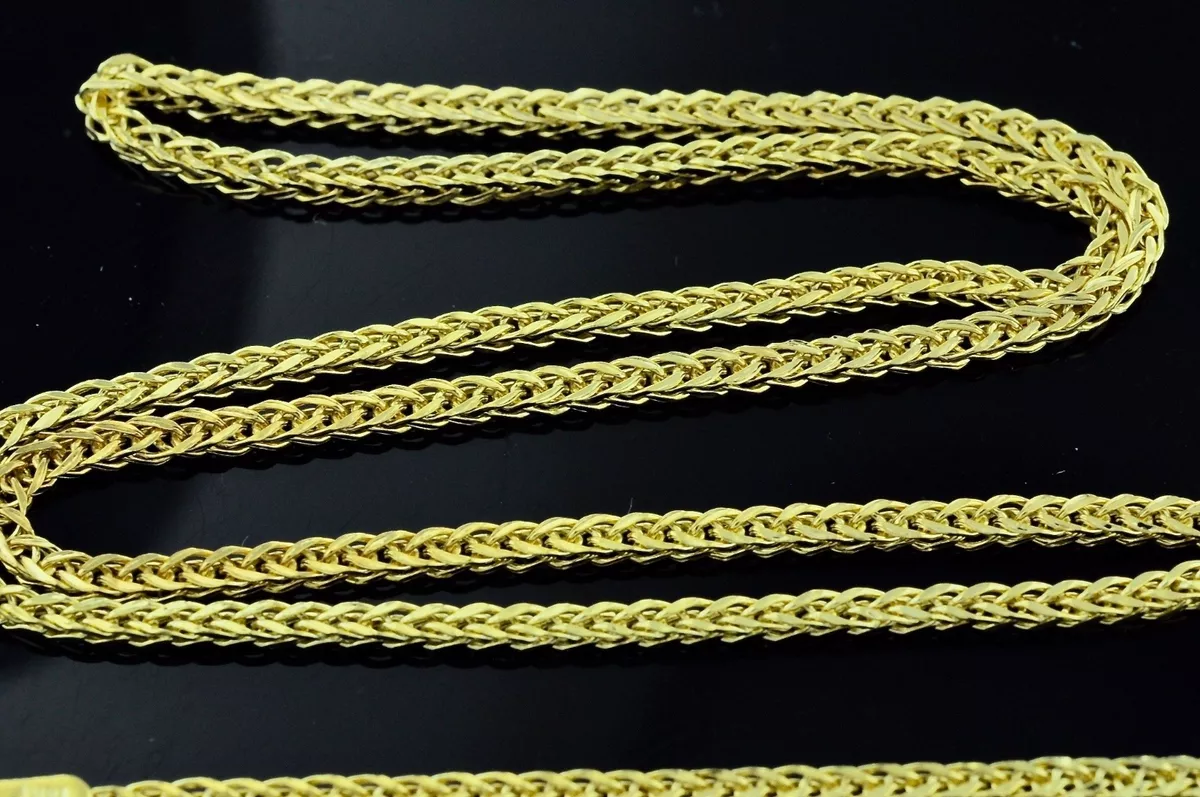 2.30 grams 14k solid yellow gold foxtail wheat chain necklace 16 inches 3829