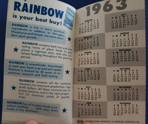 1962 International Minerals & Chemical Rainbow Plant Food Farmer's Notebook C - Picture 7 of 8