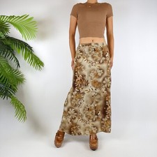 Vintage 90s Brown Floral Boho Cottagecore High Waisted Maxi Skirt / Size: 6