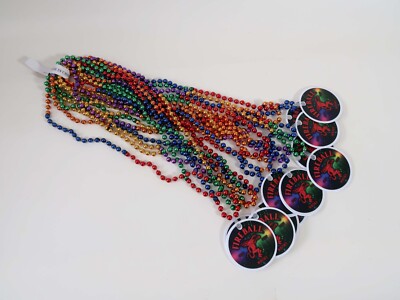 Lot of 12 FIREBALL Whisky Mardi Gras Beads LOGO Necklace Men`s Cave / Pub / Bar