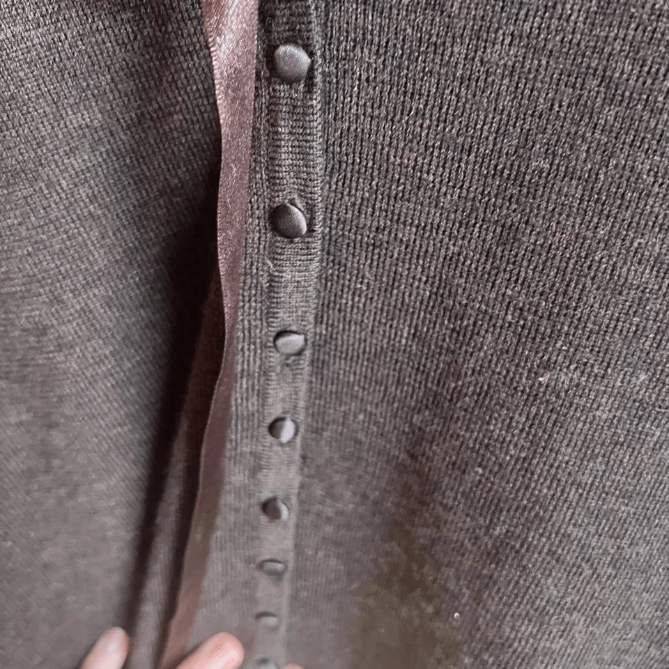 Mercer and Madison 100% Marrón Lana Merino Italiana Talla Grande Cuello de Piel Glamuroso Foto 4 de 4