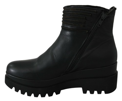 Ovye 'Par Cristina Lucchi Chaussures Cuir Noir Fermeture Bottines EU36/US5.5 - Foto 2 di 10